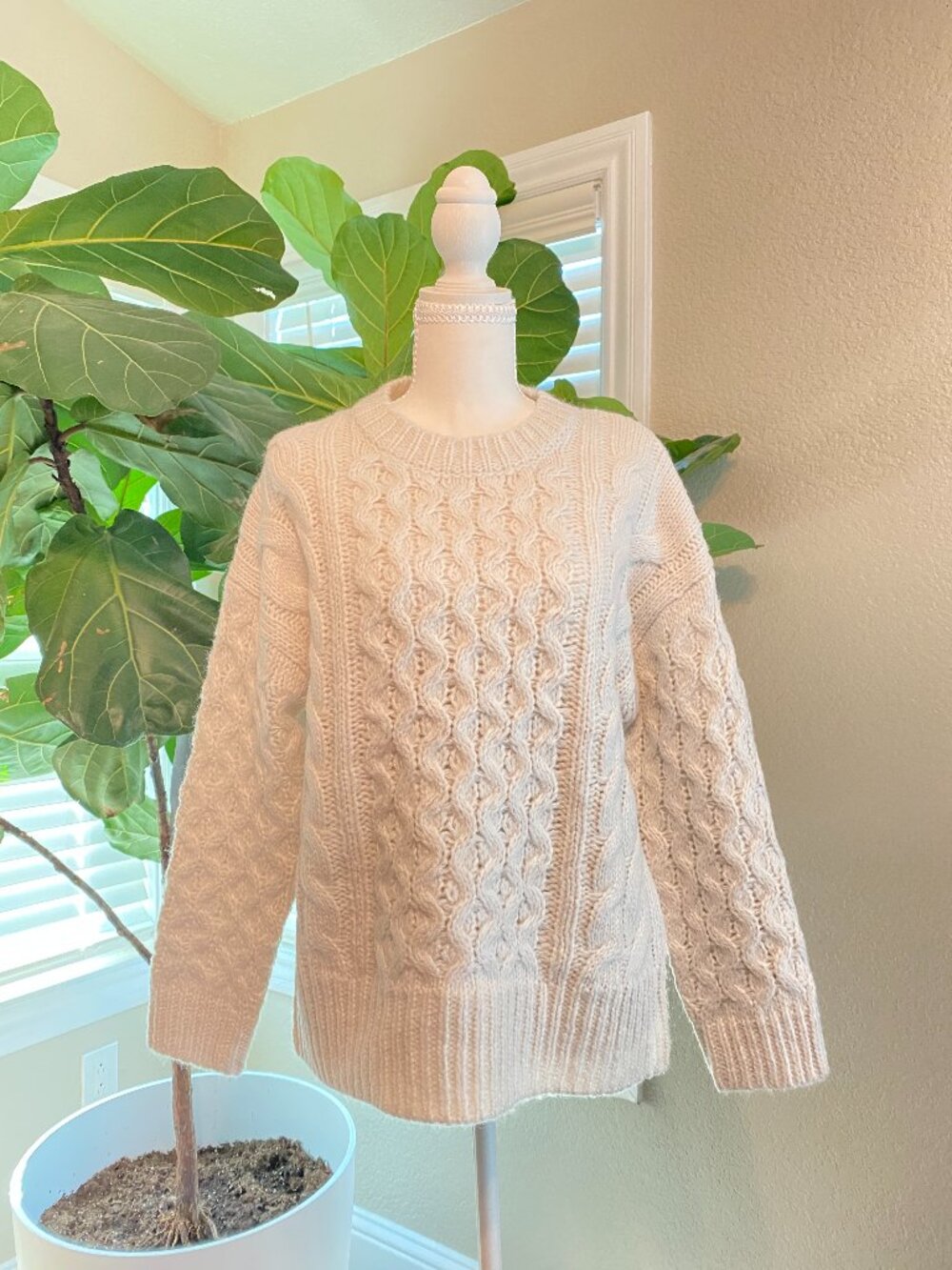 🤍 FOR THE REPUBLIC Alpaca Knit Sweater XS | Soft Cozy Minimalist Neutral NWT